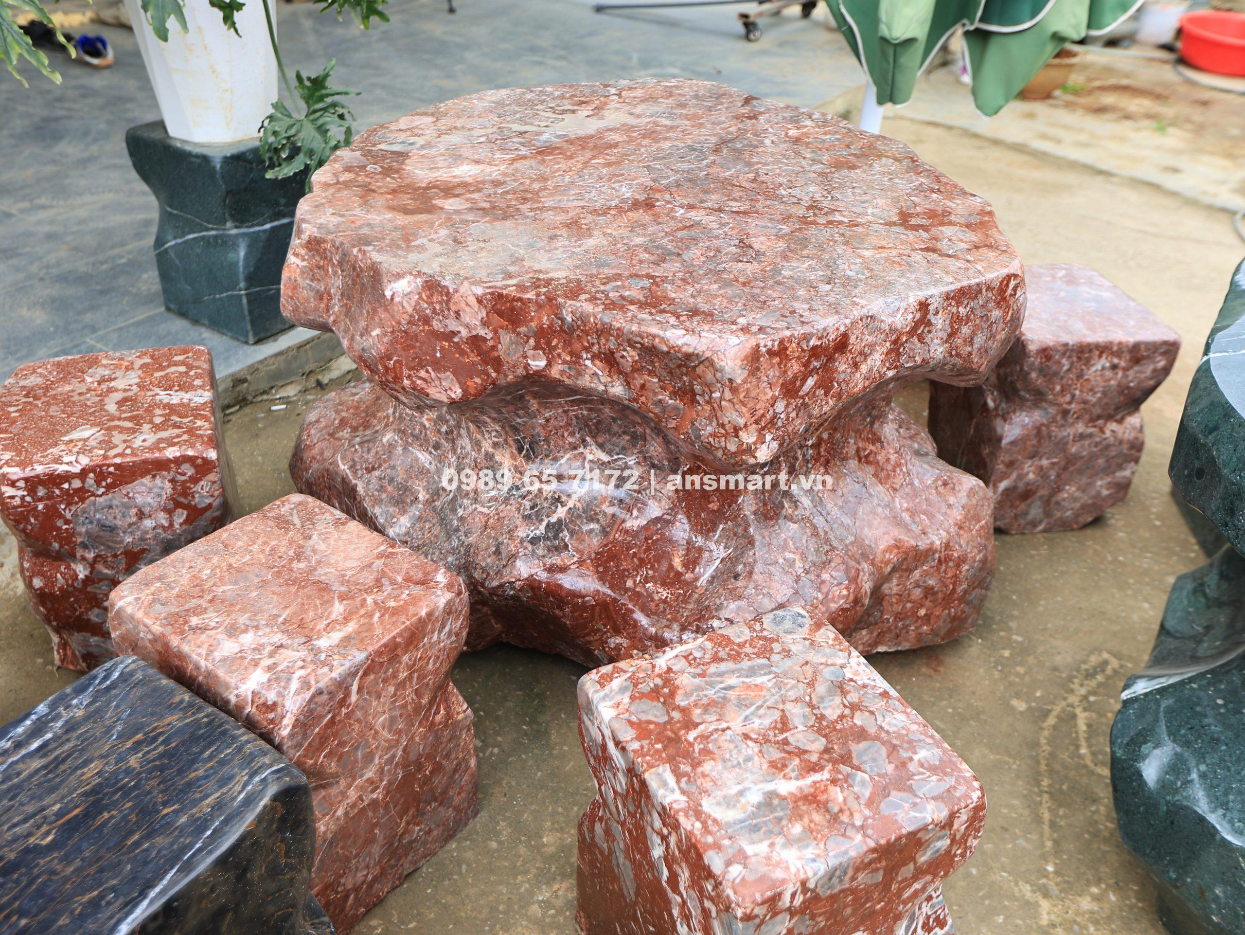 bàn ghế đá sân vườn tự nhiên nguyên khối