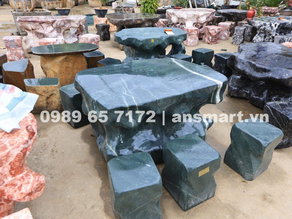 bàn ghế đá xanh cẩm thạch