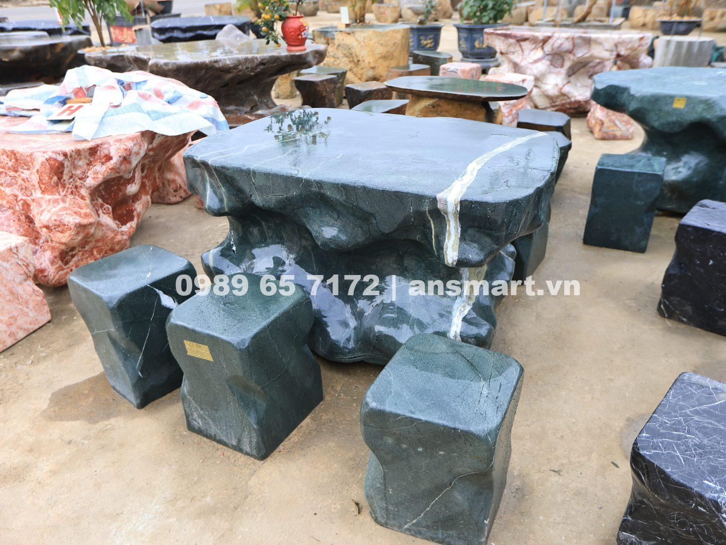 bàn ghế đá xanh cẩm thạch